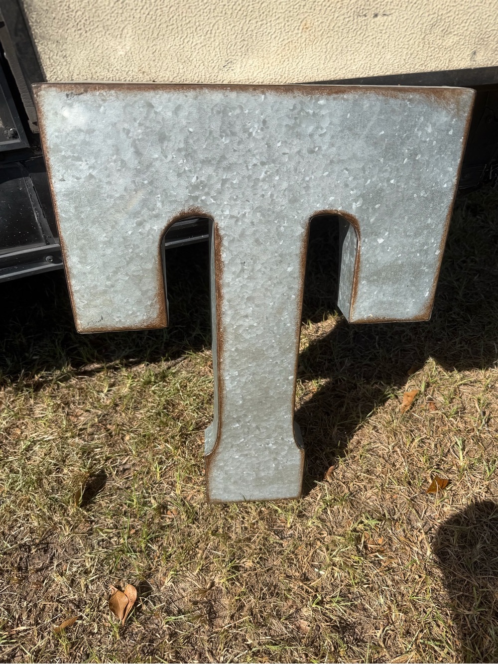 Hobby Lobby Galvanized Metal Letter T with Rust Accent